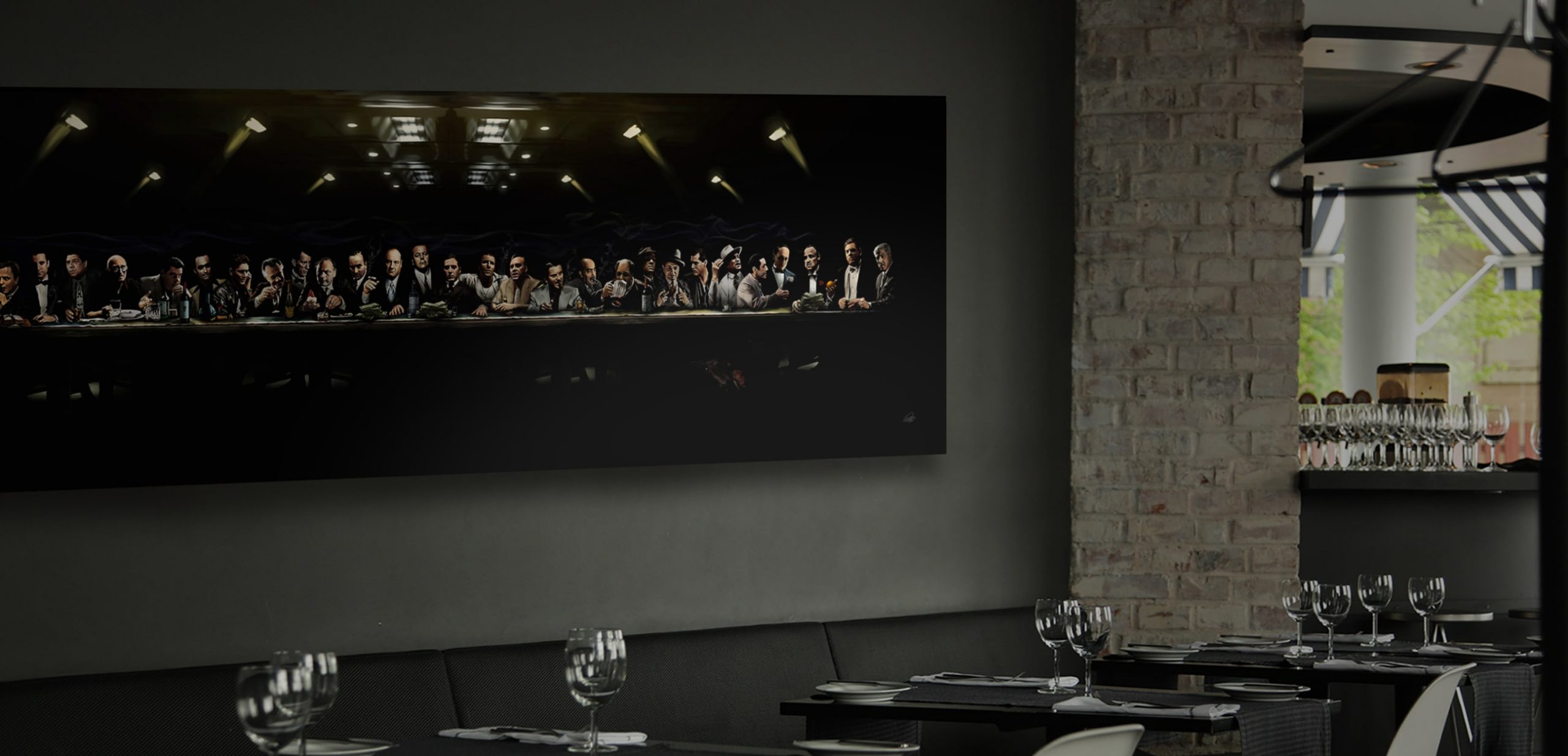 Mafia Painting in Restaurant